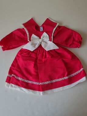 Vintage Feltman Bros Red Dress With Large Bow Toddler Or Doll Dress